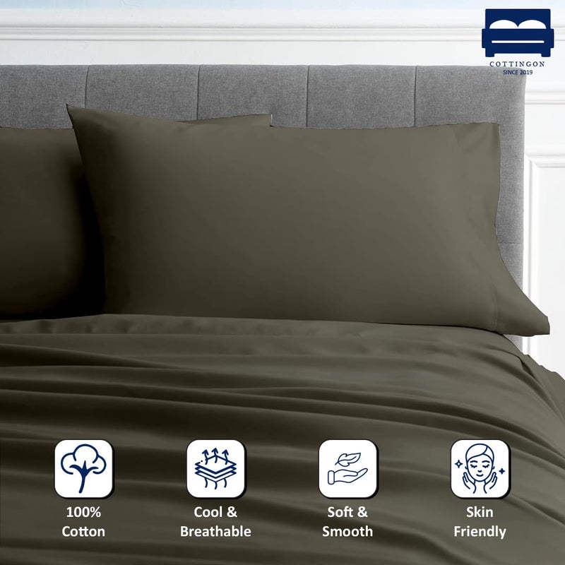 Cottingon RV King Sheets 72 x 80,Luxury Soft 100% Egyptian Cotton, 4 Pcs Camper Bedding Set to Fit Upto 15" Deep Custom RV Mattress, Dark Grey Solid - Image 3